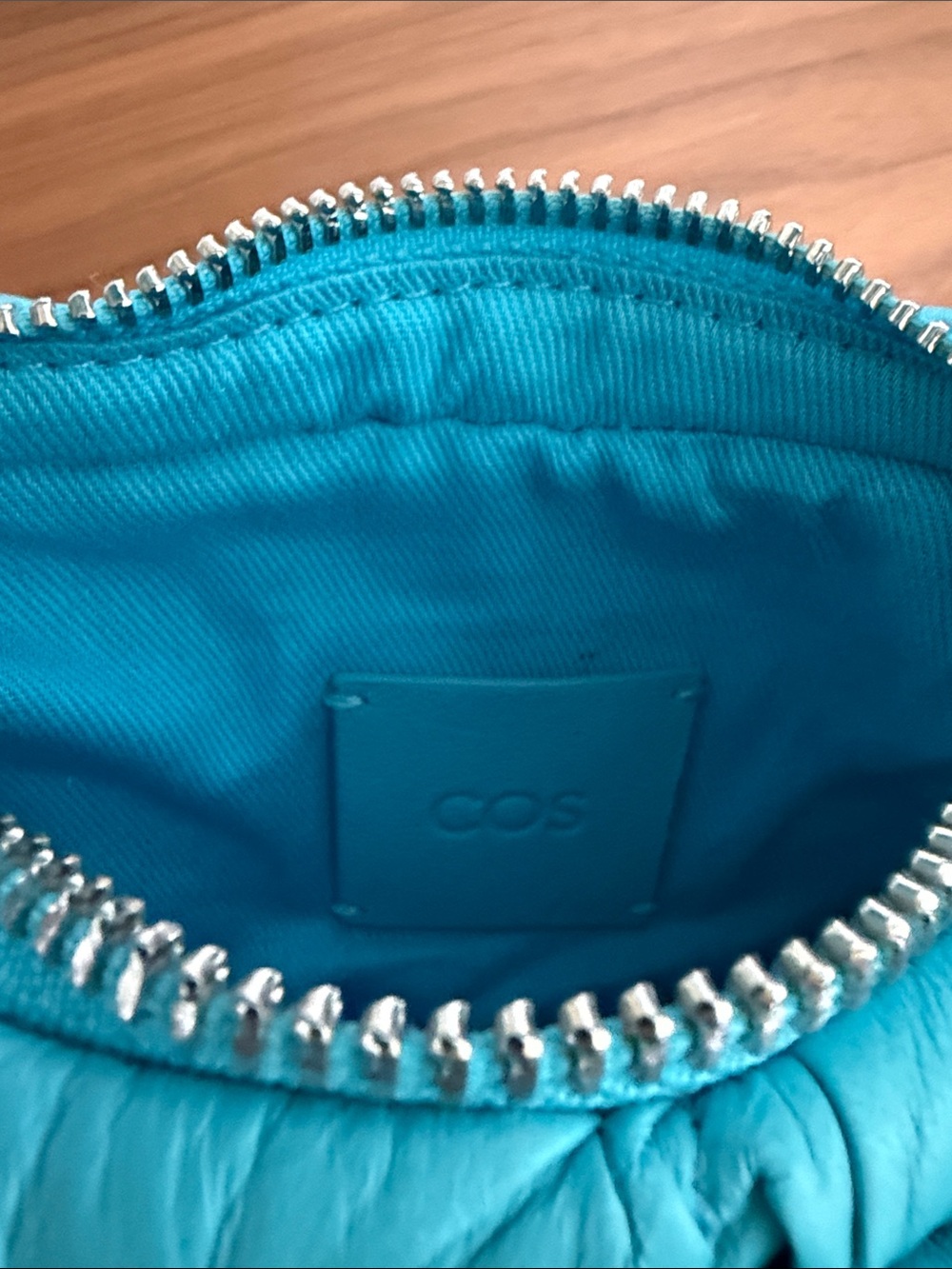 COS leather *Like New* Turquoise Quilted Padded purse - Picture 2 of 3